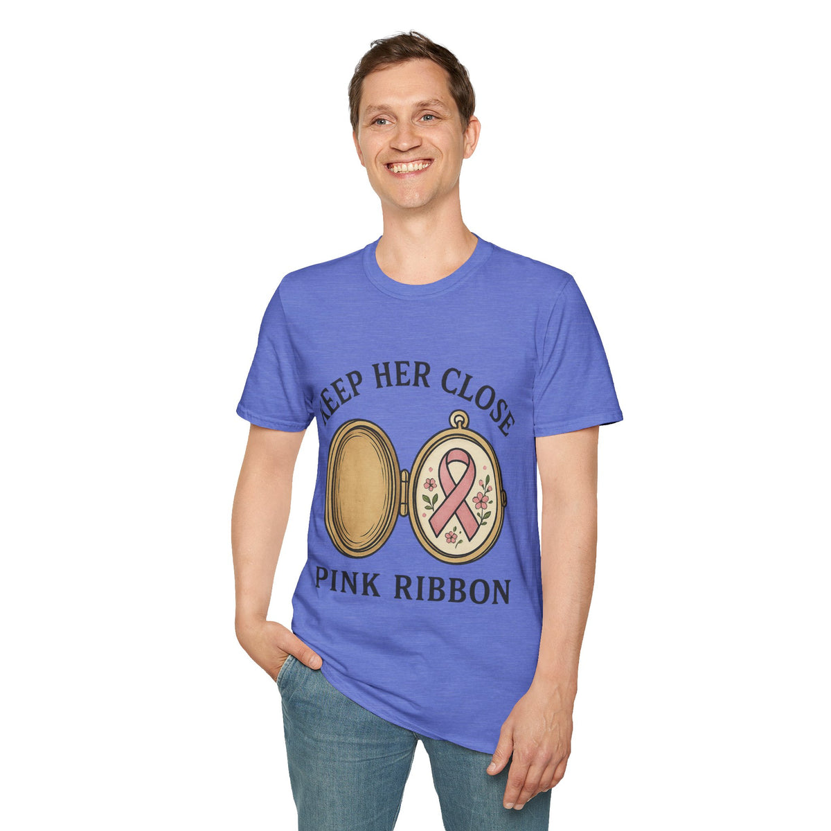 Keep Her Close Pink Ribbon Vintage Locket Graphic Tee - Trending Now - September 2026