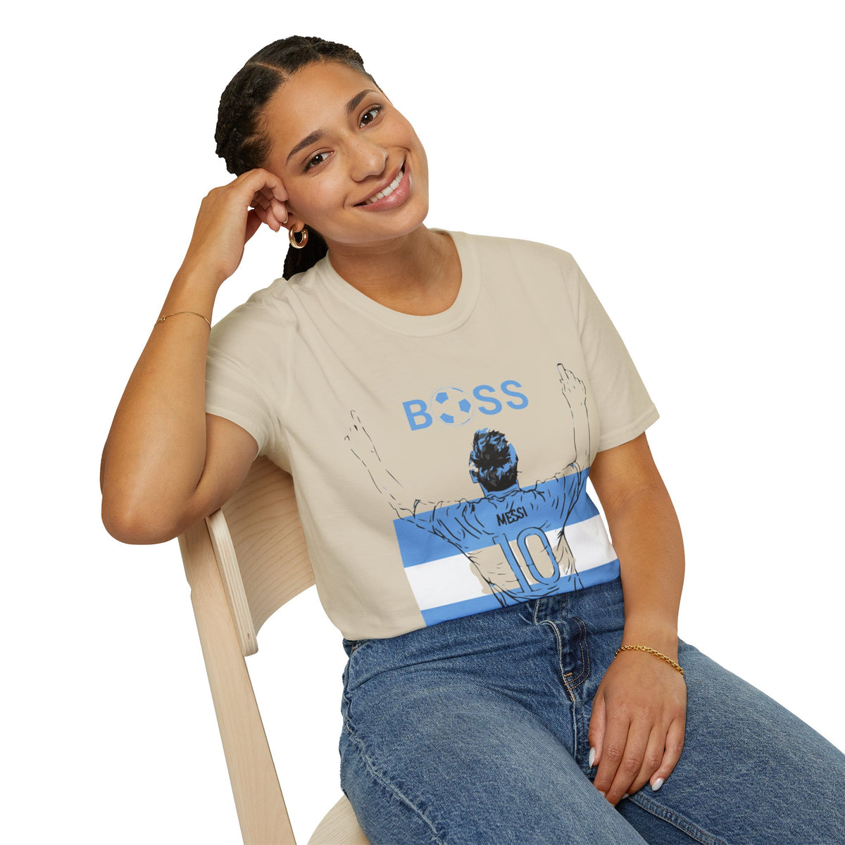 Soccer Boss T‑Shirt — 'BOSS' Striped Football Player Graphic Tee