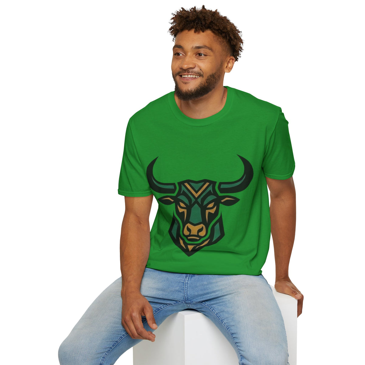 Bull Head Graphic T-Shirt — Tribal Geometric Rodeo Tee