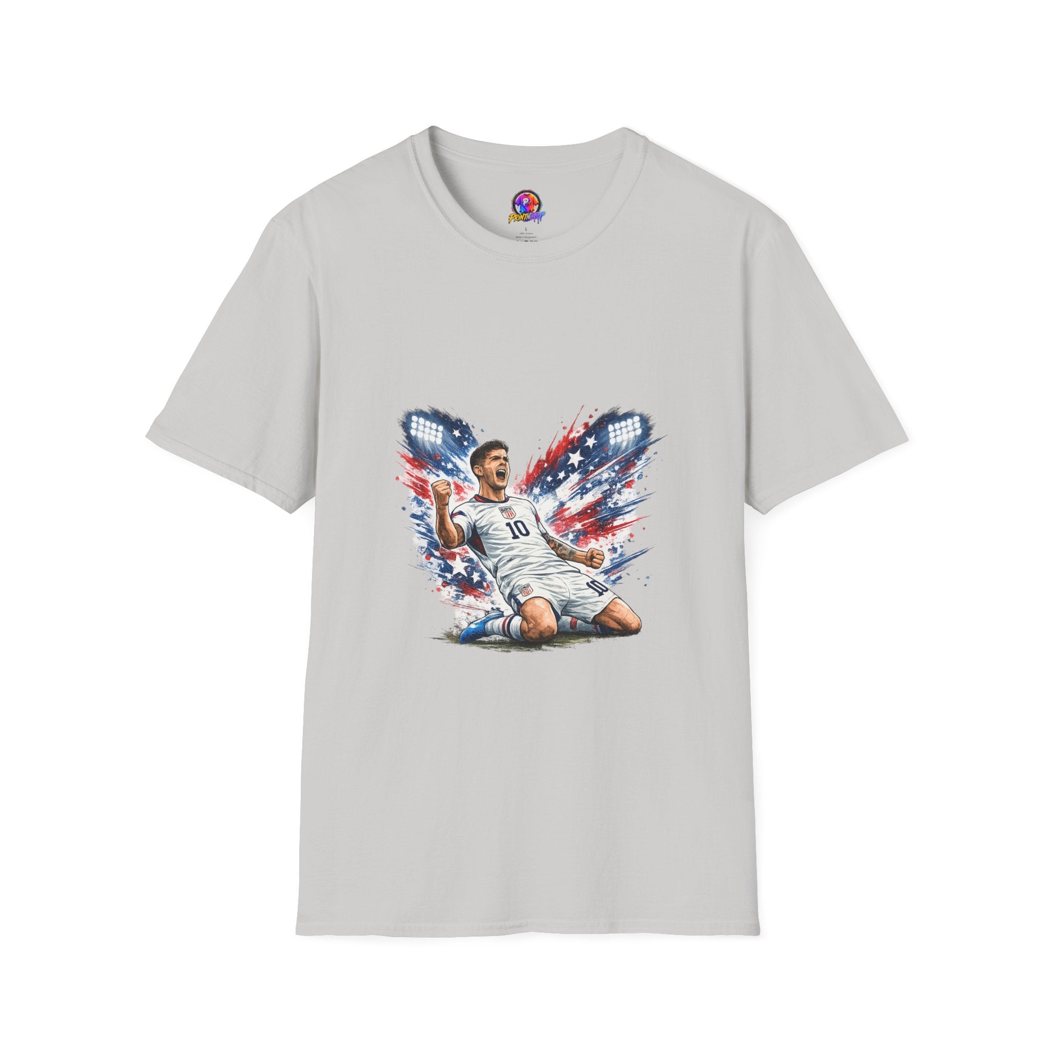 USA Soccer Player Flag T-Shirt — Patriotic Football Fan Tee