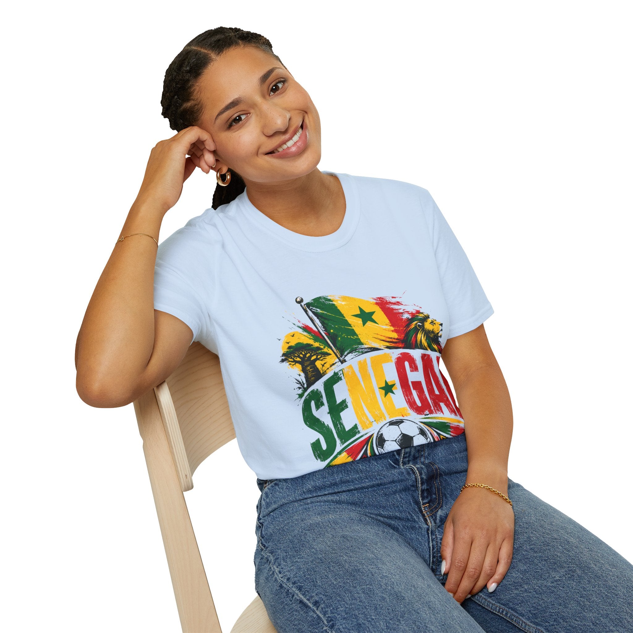 Senegal Flag Soccer T-Shirt — Lion & Football Pride Tee