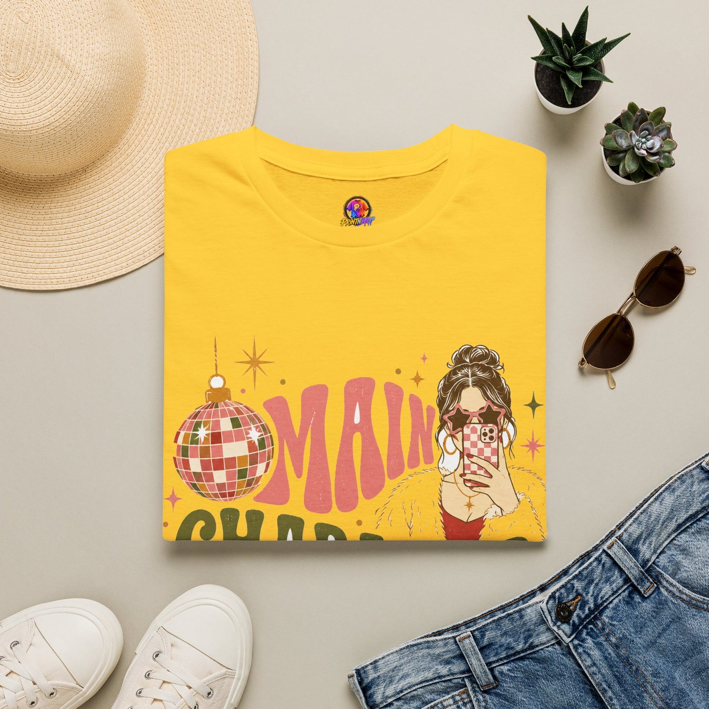 Christmas T-Shirt — "Main Character Christmas" Graphic Tee (Holiday Mom Aesthetic)