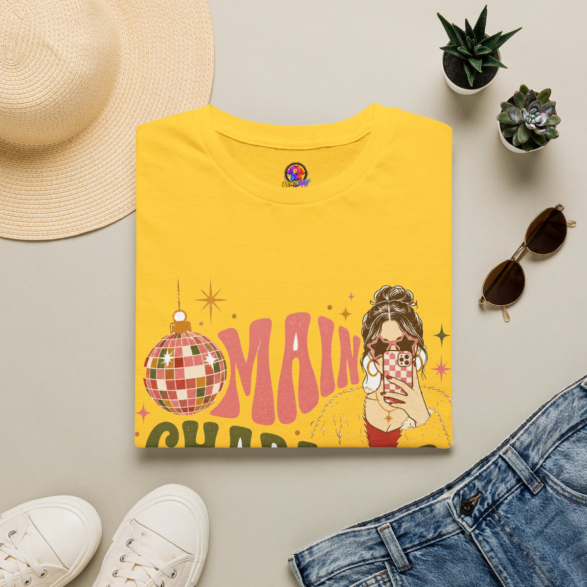 Christmas T-Shirt — "Main Character Christmas" Graphic Tee (Holiday Mom Aesthetic)