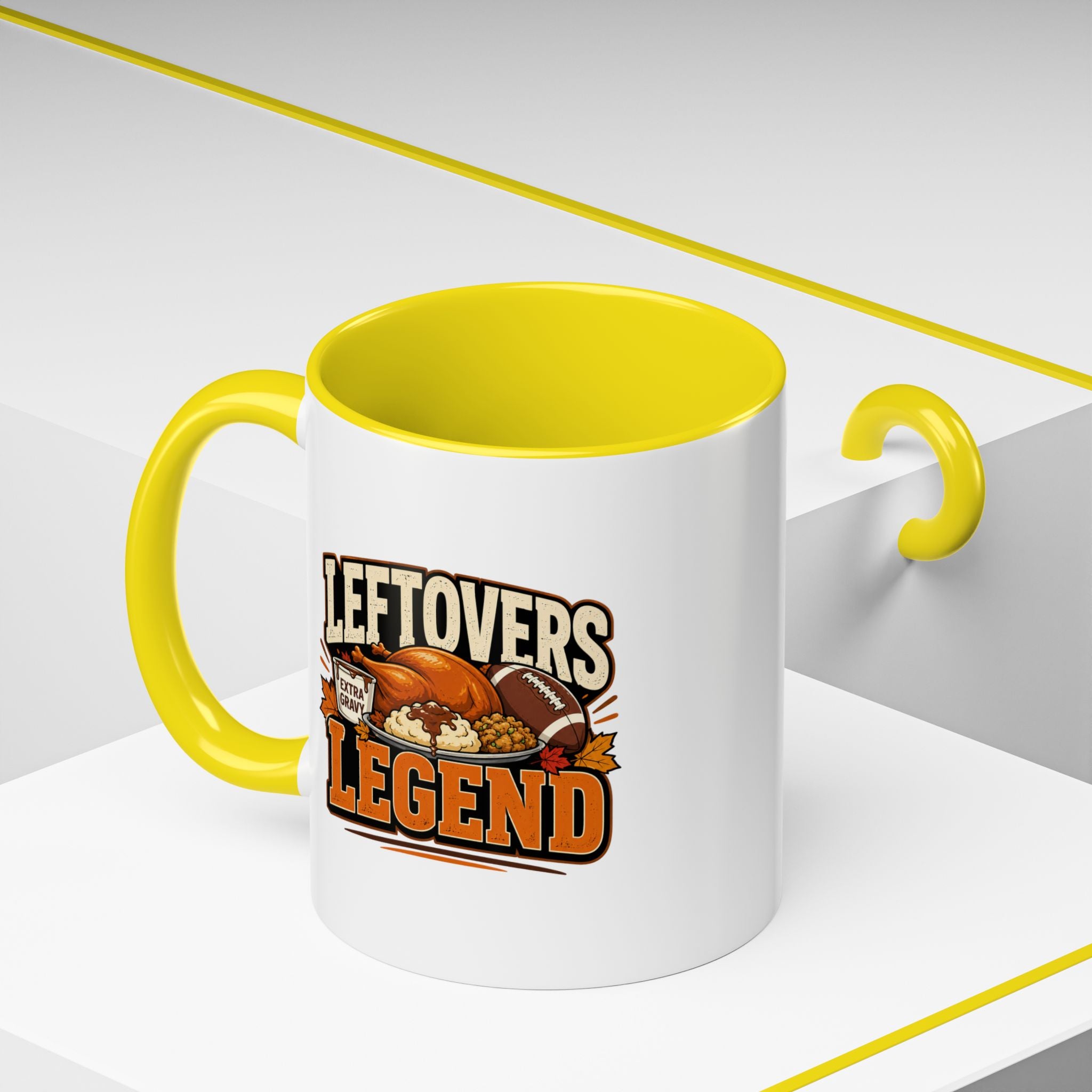Thanksgiving  Mug Leftovers Legend Coffee Mug – Funny Thanksgiving Turkey & Football  Accent Mug