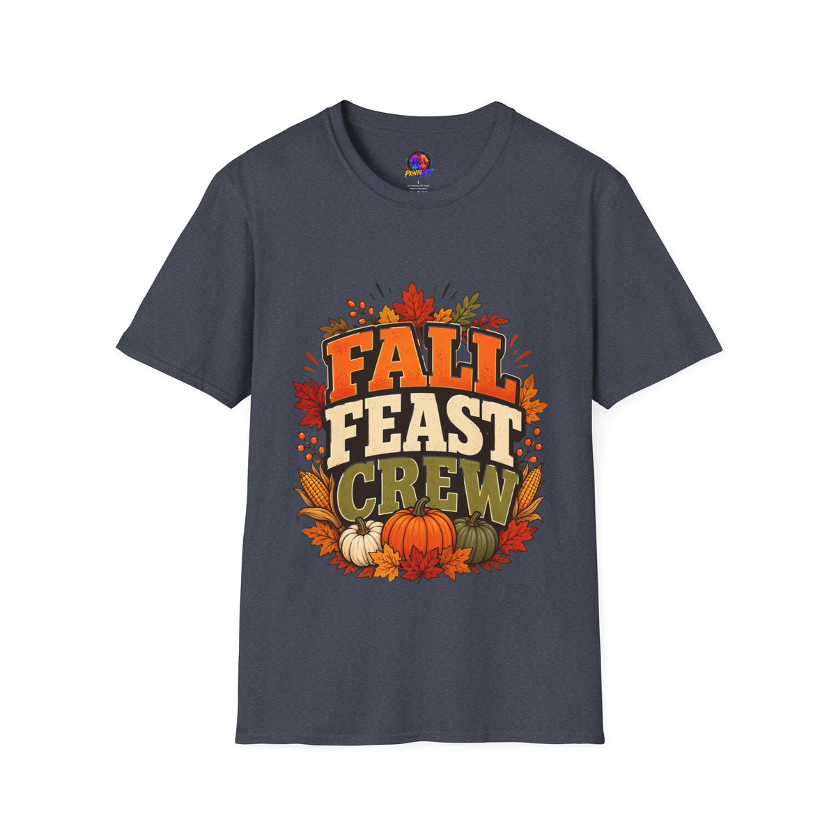 Thanksgiving T-Shirt Fall Feast Crew T-Shirt — Thanksgiving Pumpkin & Leaves Graphic Tee