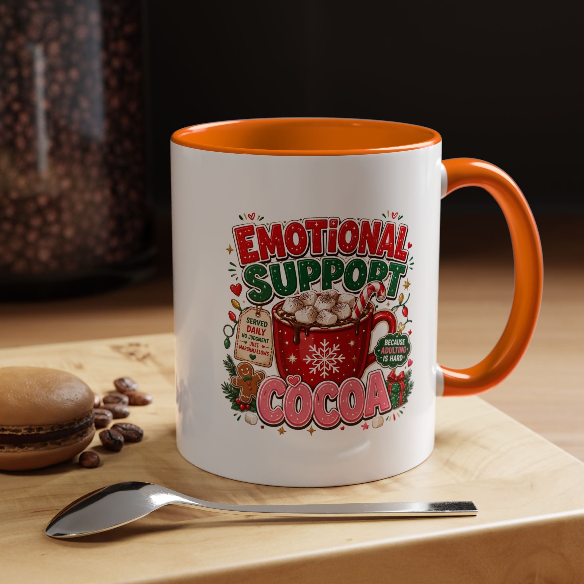 Modern Day Christmas  Emotional Support Cocoa Mug — Festive Hot Chocolate Christmas Coffee Cup (11/15oz)