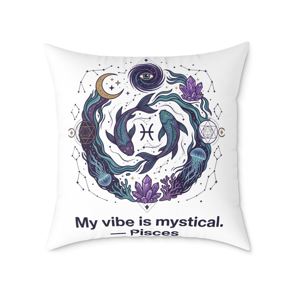 Pisces Zodiac My Vibe Is Mystical Square Poly Canvas Pillow