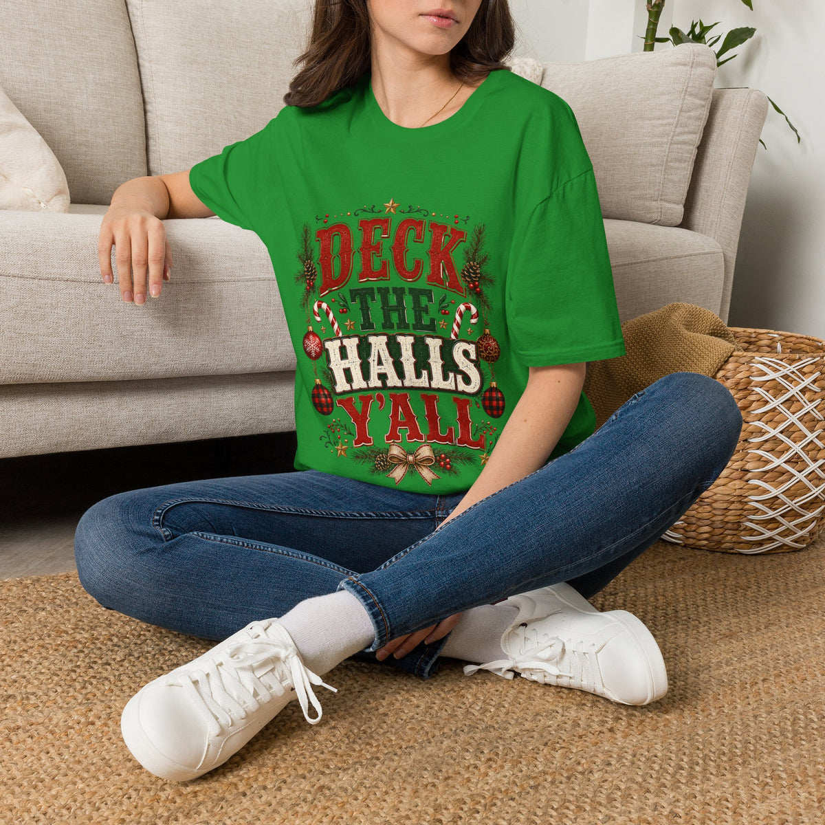 Deck the Halls Y'All T-Shirt — Festive Christmas Holiday Tee