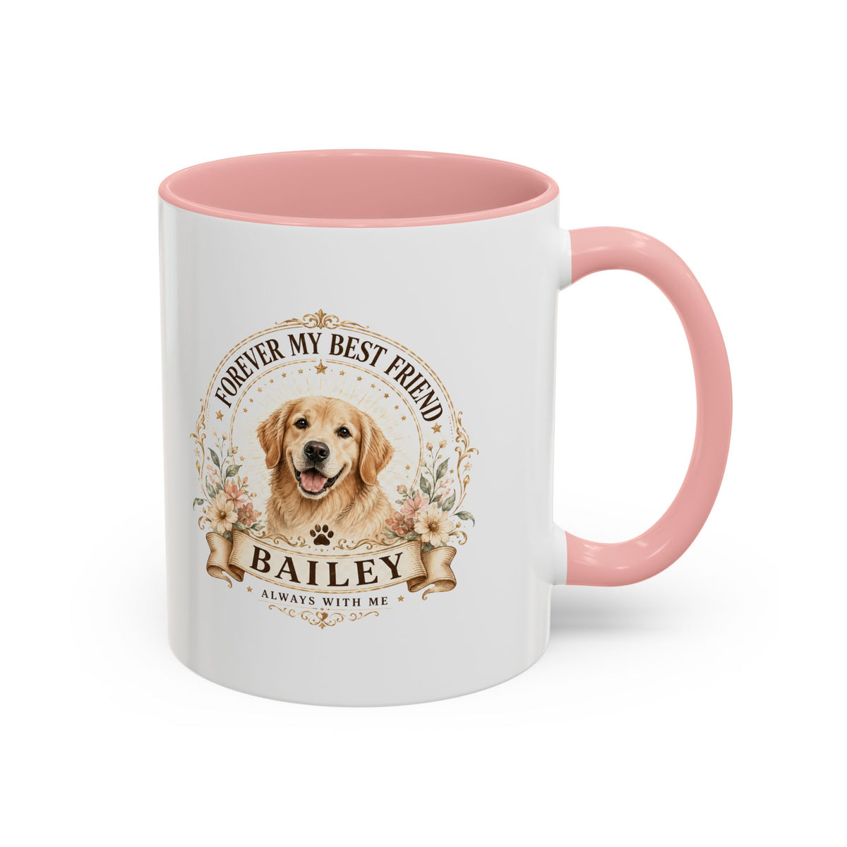Milo Bailey Dog Dad Mom Golden Retriever Coffee Mug — “Forever My Best Friend” Personalized Dog Mug (Bailey)