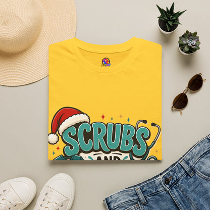 Scrubs and Santa Christmas T-Shirt — Cute Holiday Nurse Tee