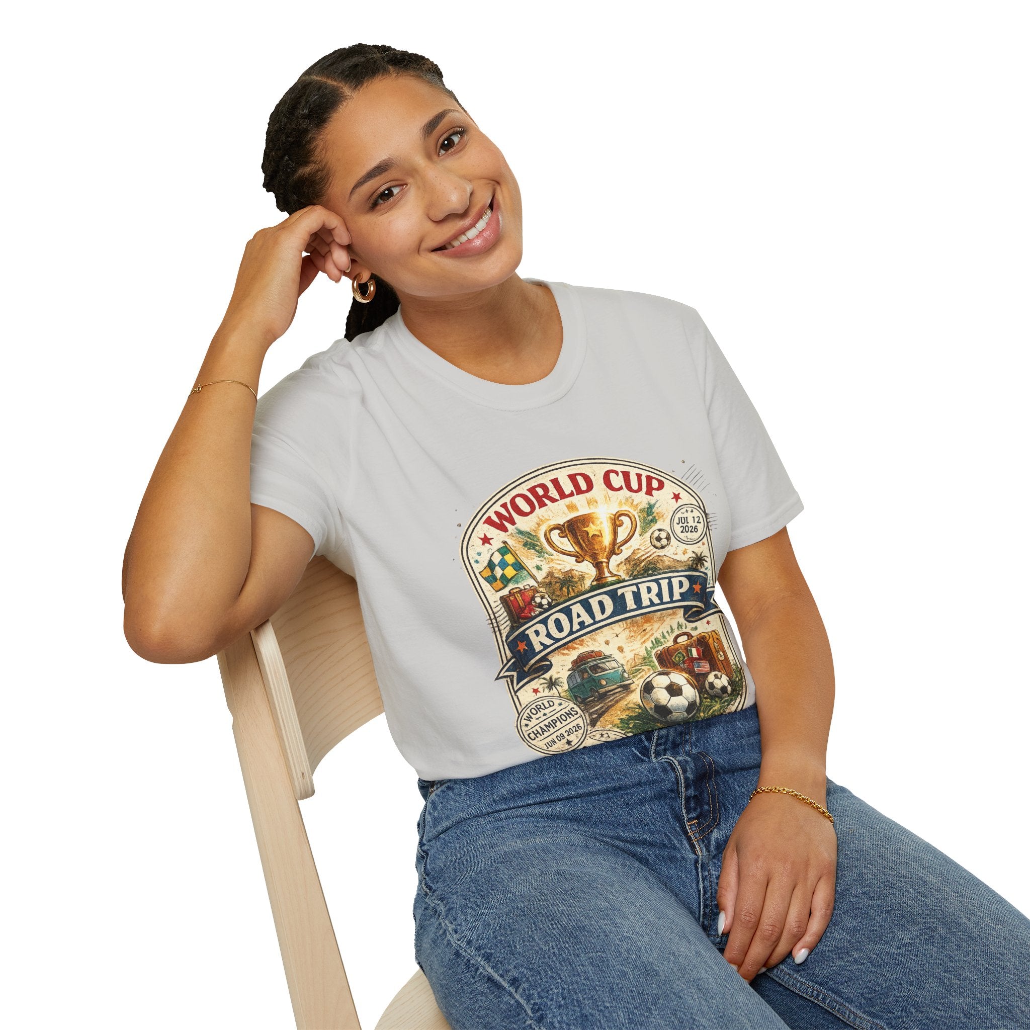 World Cup Road Trip T-Shirt — Vintage Soccer Trophy Design
