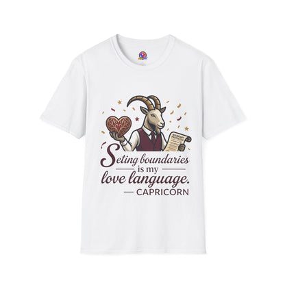 Capricorn T-Shirt — "Setting Boundaries is My Love Language" Zodiac Goat Tee