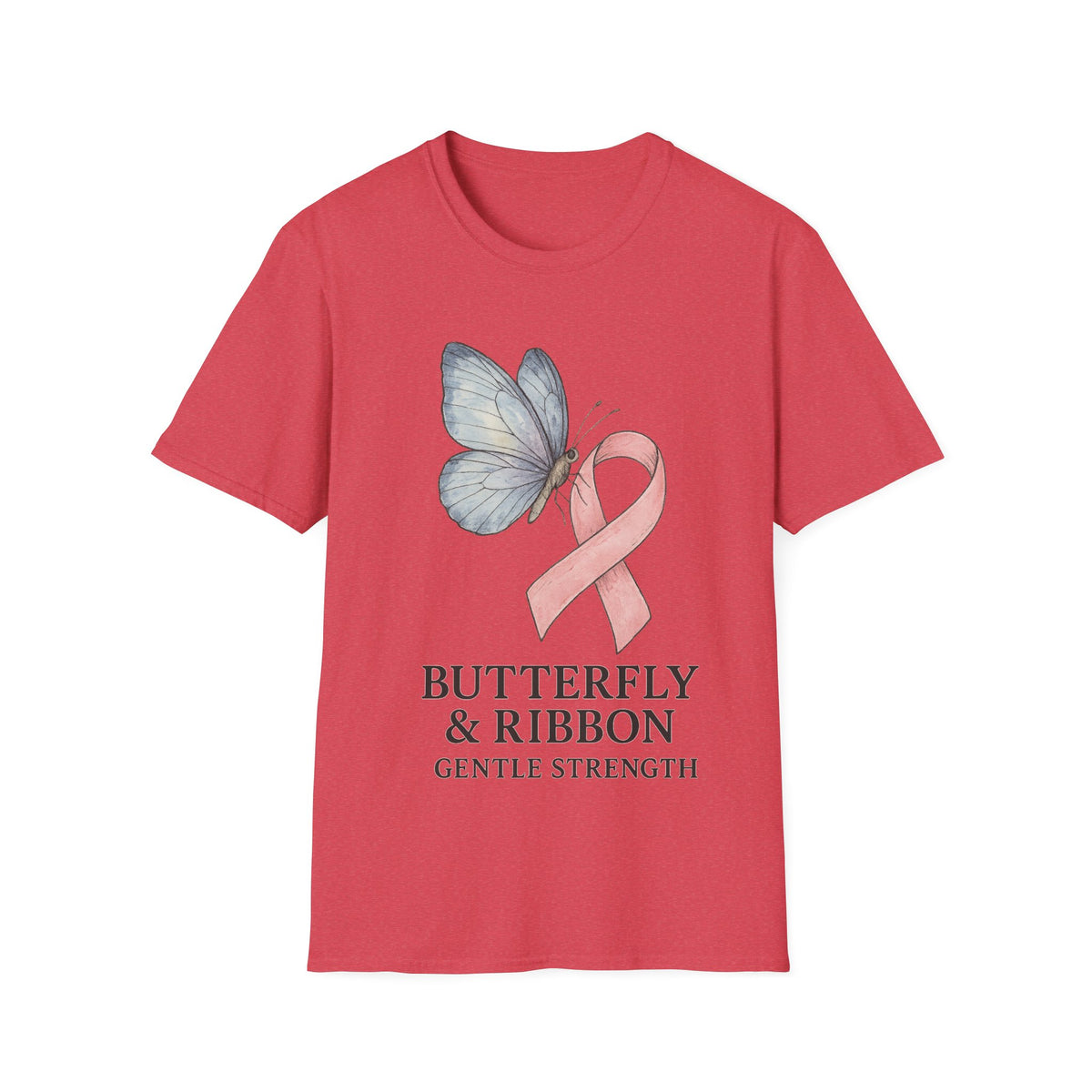 Butterfly and Ribbon Gentle Strength Graphic Tee, Pink Ribbon Breast Cancer T-Shirt - Trending Now - September 2026