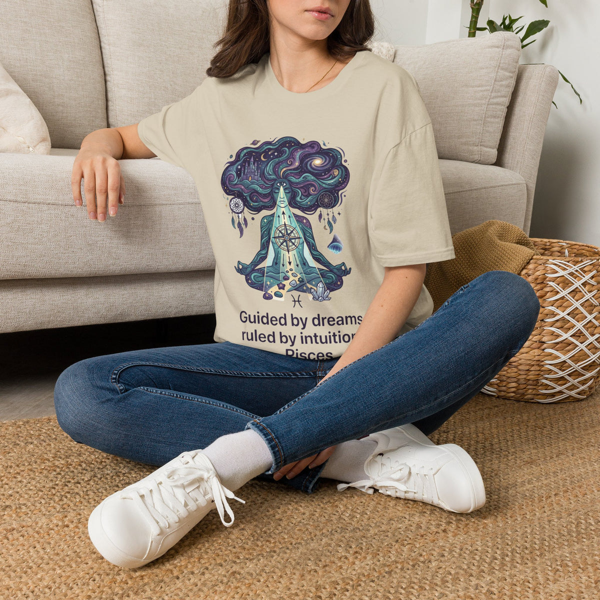 Pisces Zodiac Meditative Pisces T‑Shirt — 'Guided by dreams, ruled by intuition' Zodiac Tee