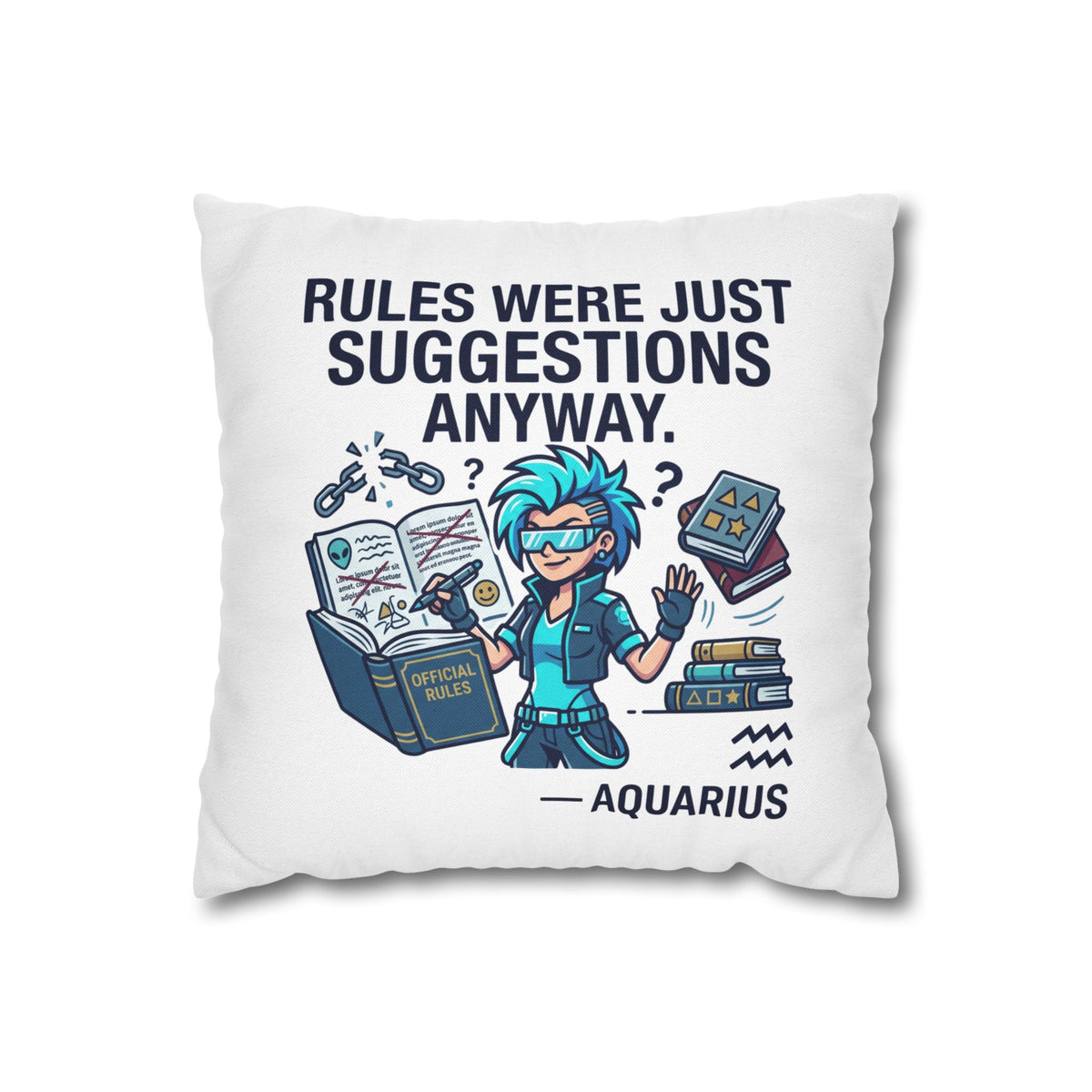 Aquarius Zodiac Spun Polyester Square Pillowcase