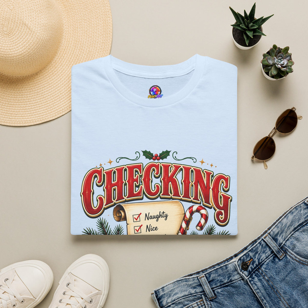 Checking It Twice Christmas T-Shirt — Naughty or Nice Holiday Tee