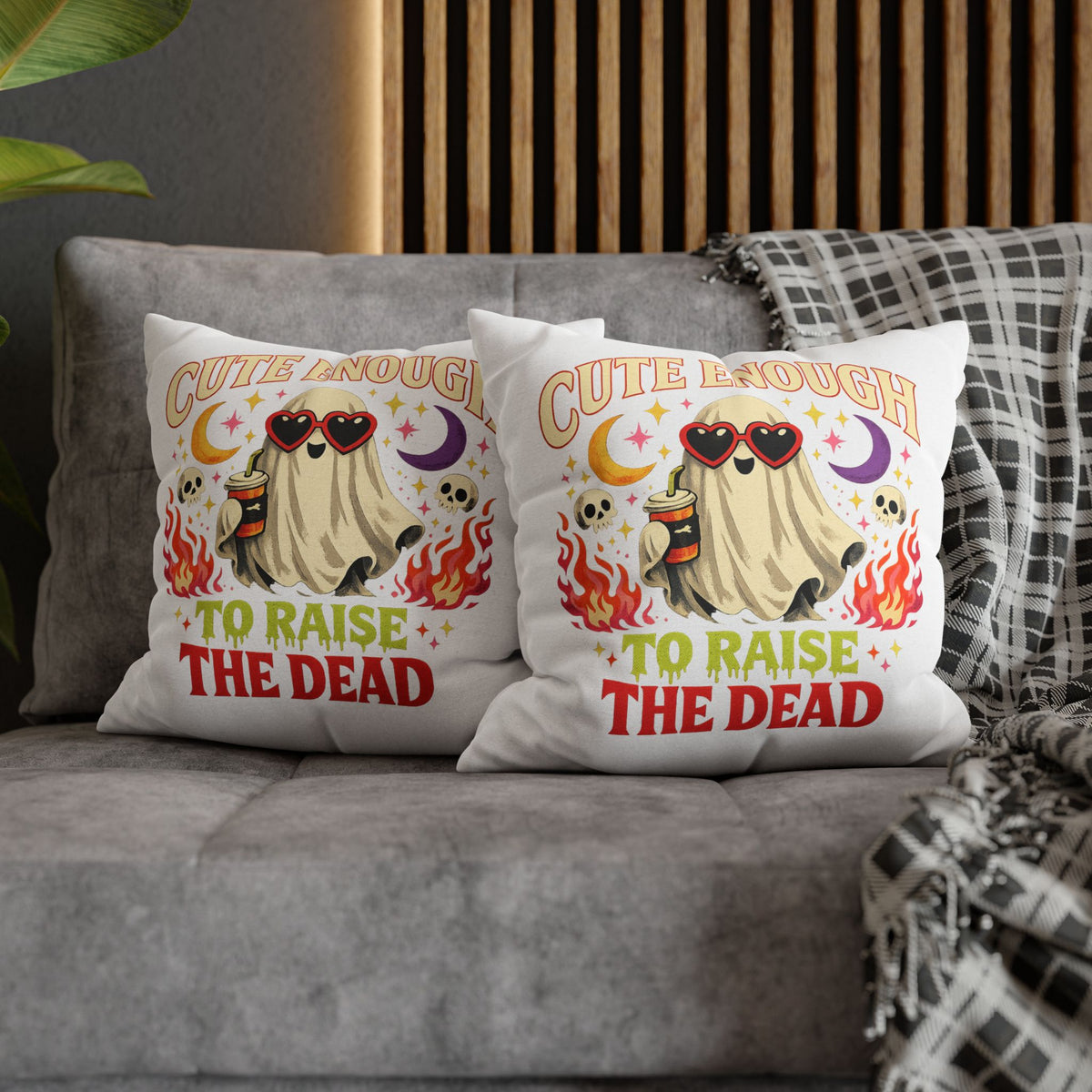 Halloween Cute Enough to Raise the Dead Ghost Pillowcase — Halloween Decorative Throw Pillow Cover