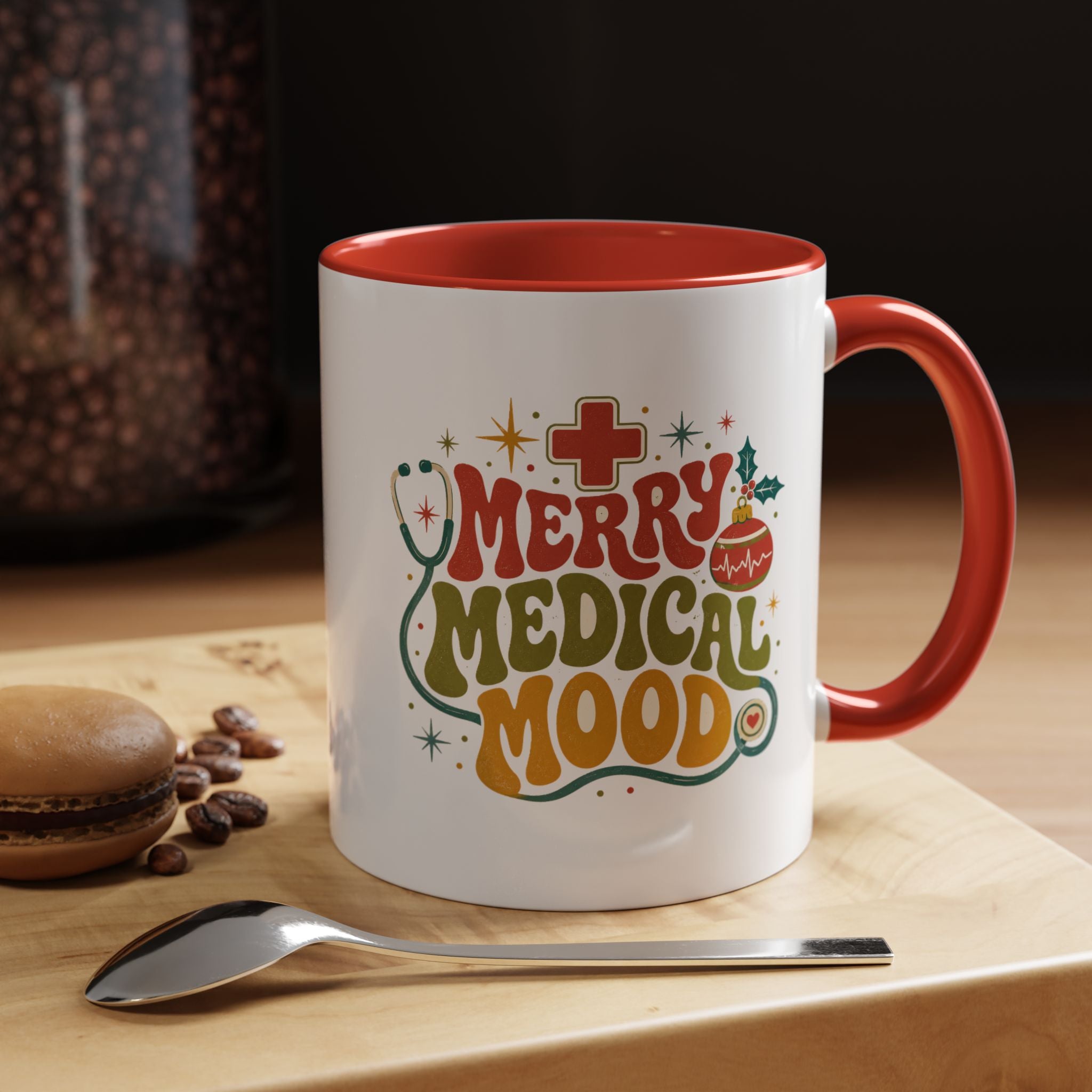 Modern Day Christmas Merry Medical Mood Accent Coffee Mug — Holiday Nurse & Doctor Gift
