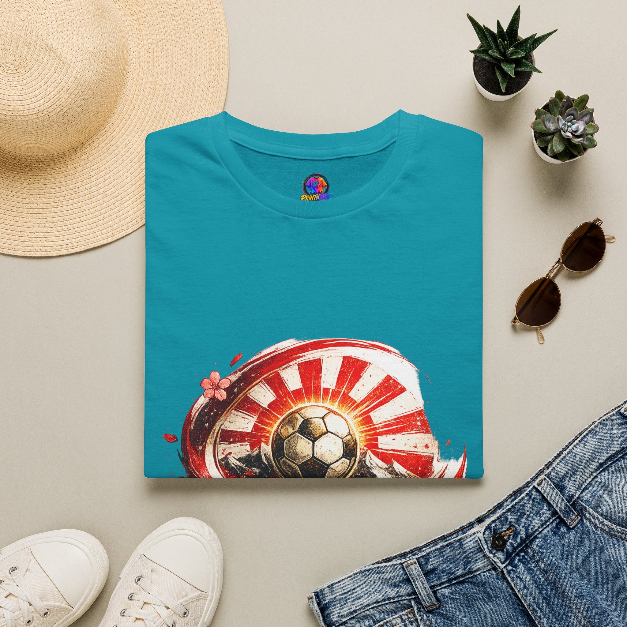 Japan Soccer T‑Shirt — Rising Sun Football Graphic