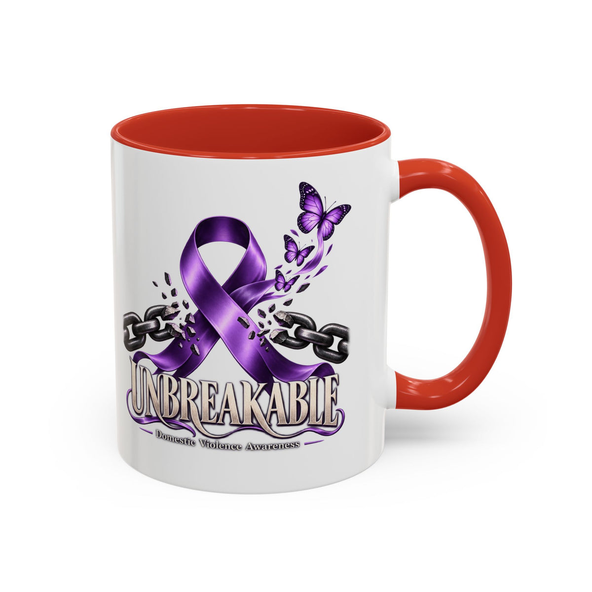 Unbreakable Purple Ribbon Coffee Mug —Domestic Violence Awareness Support Accent Mug