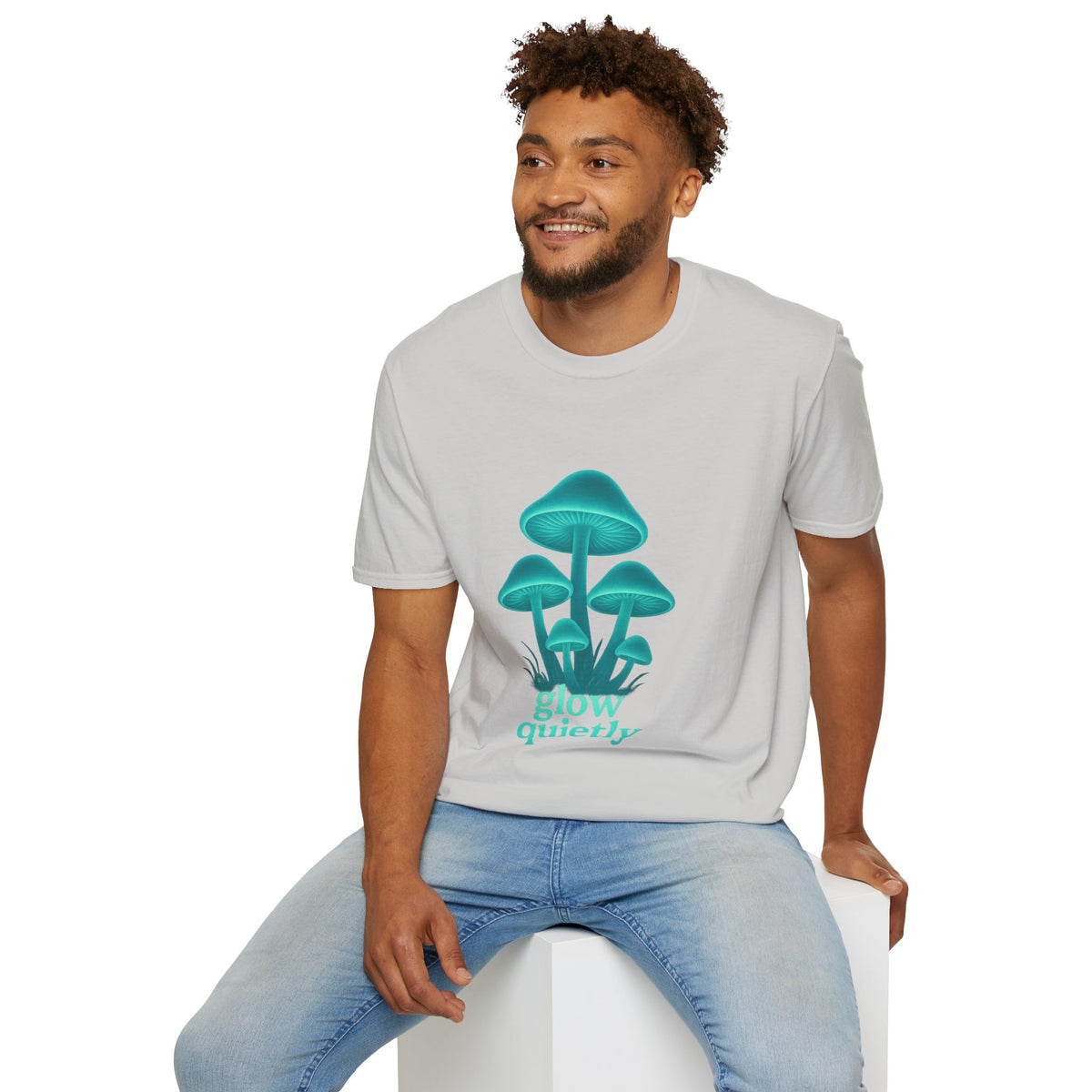 Mushroom Graphic T-Shirt — 'Grow Quietly' Teal Fungi Tee - Trending Now - August 2026