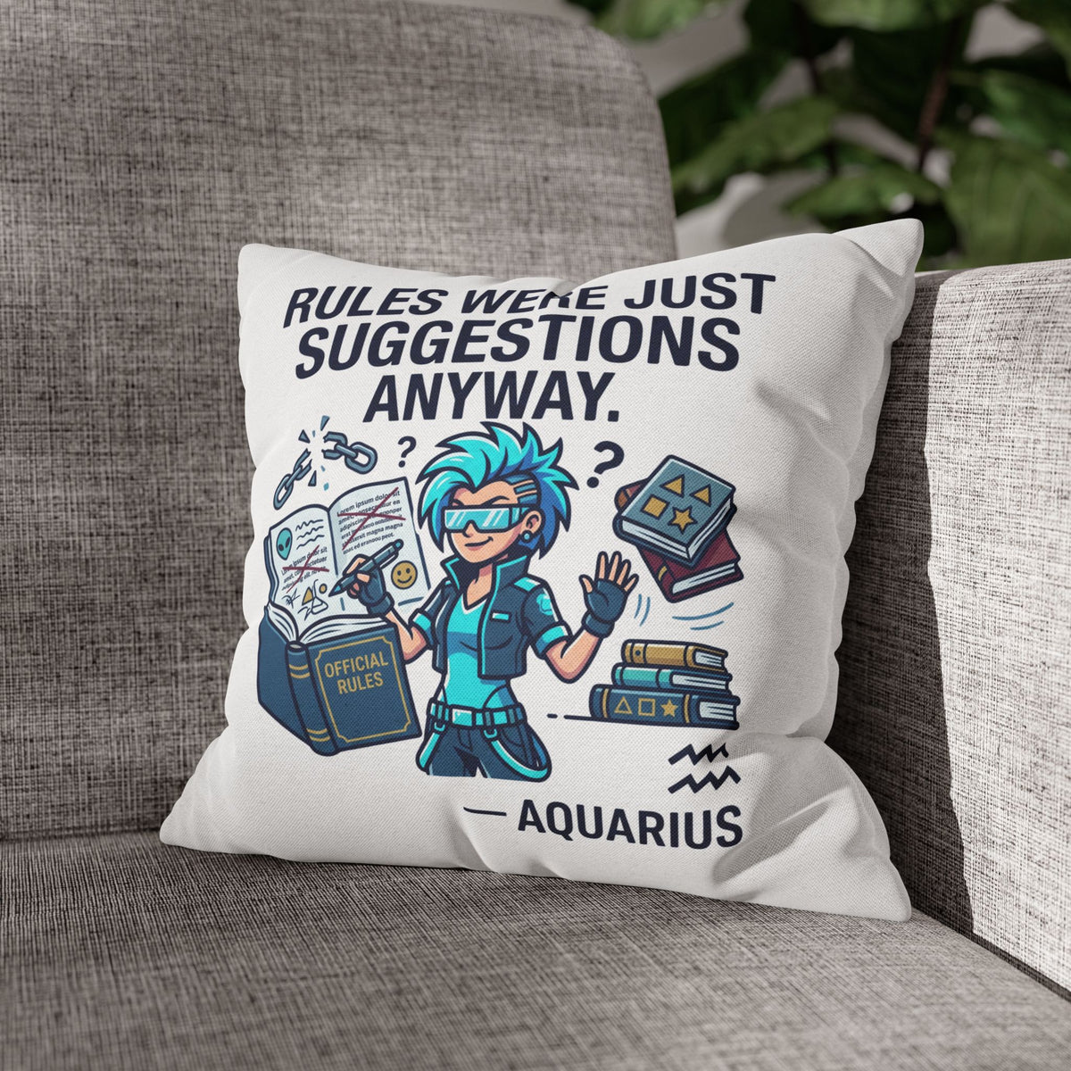 Aquarius Zodiac Spun Polyester Square Pillowcase