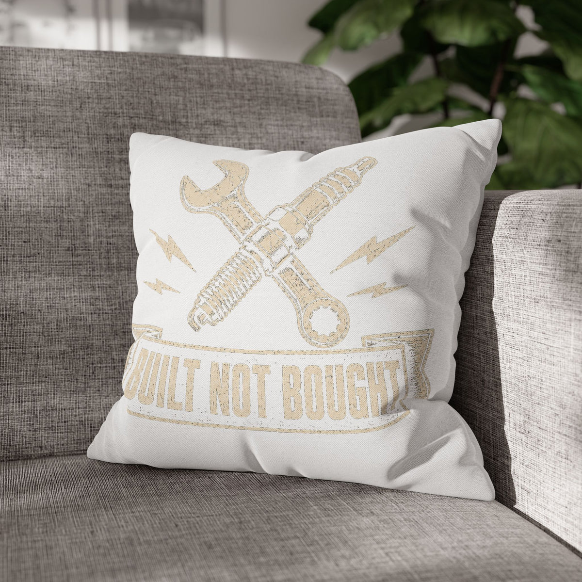 Built Not Bought Pillowcase  Milo Bailey Dog Dad Mom— Mechanic Wrench Spark Plug Decorative Throw Pillow