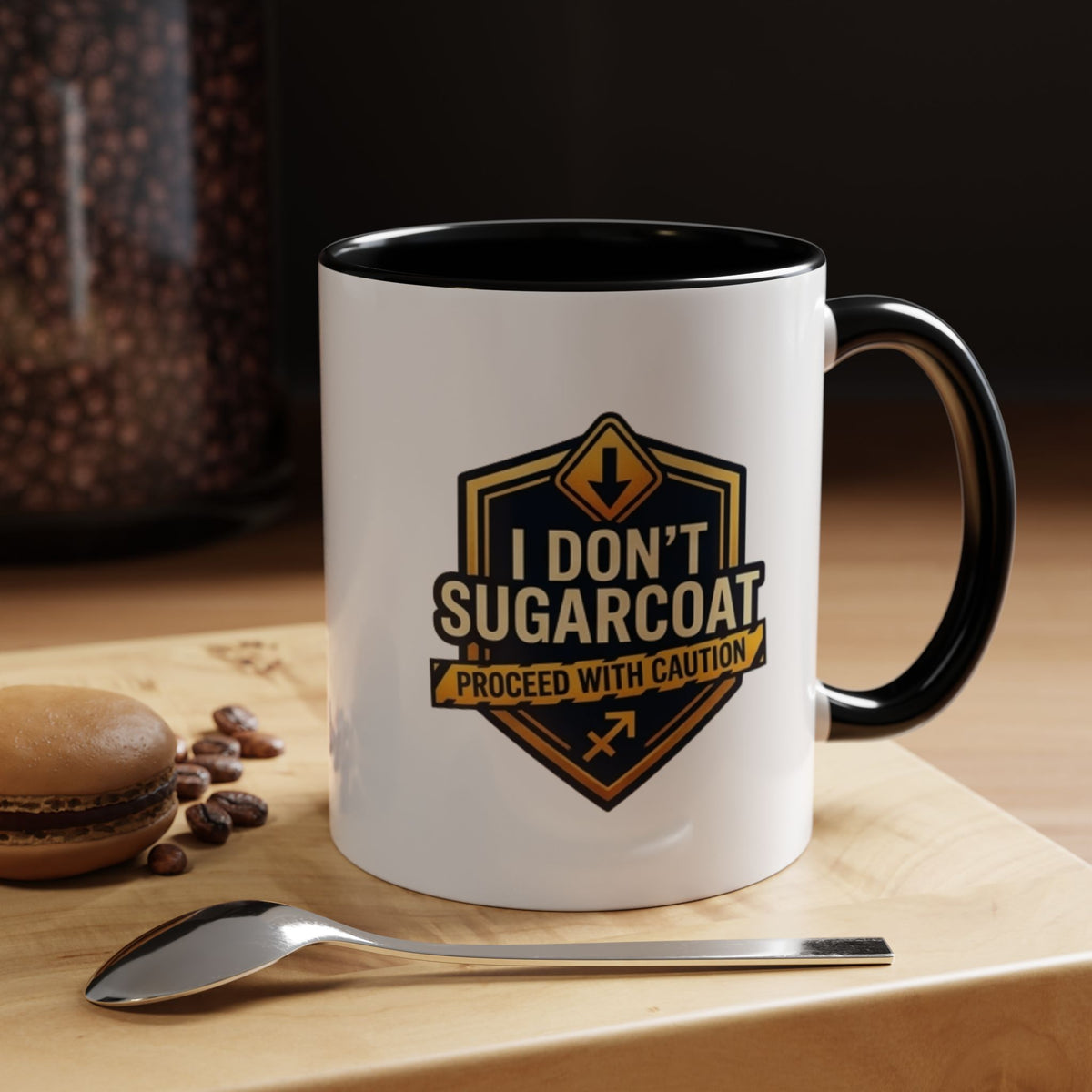Sagittarius I Don't Sugarcoat Coffee Mug — Bold 'Proceed With Caution' Accent Mug