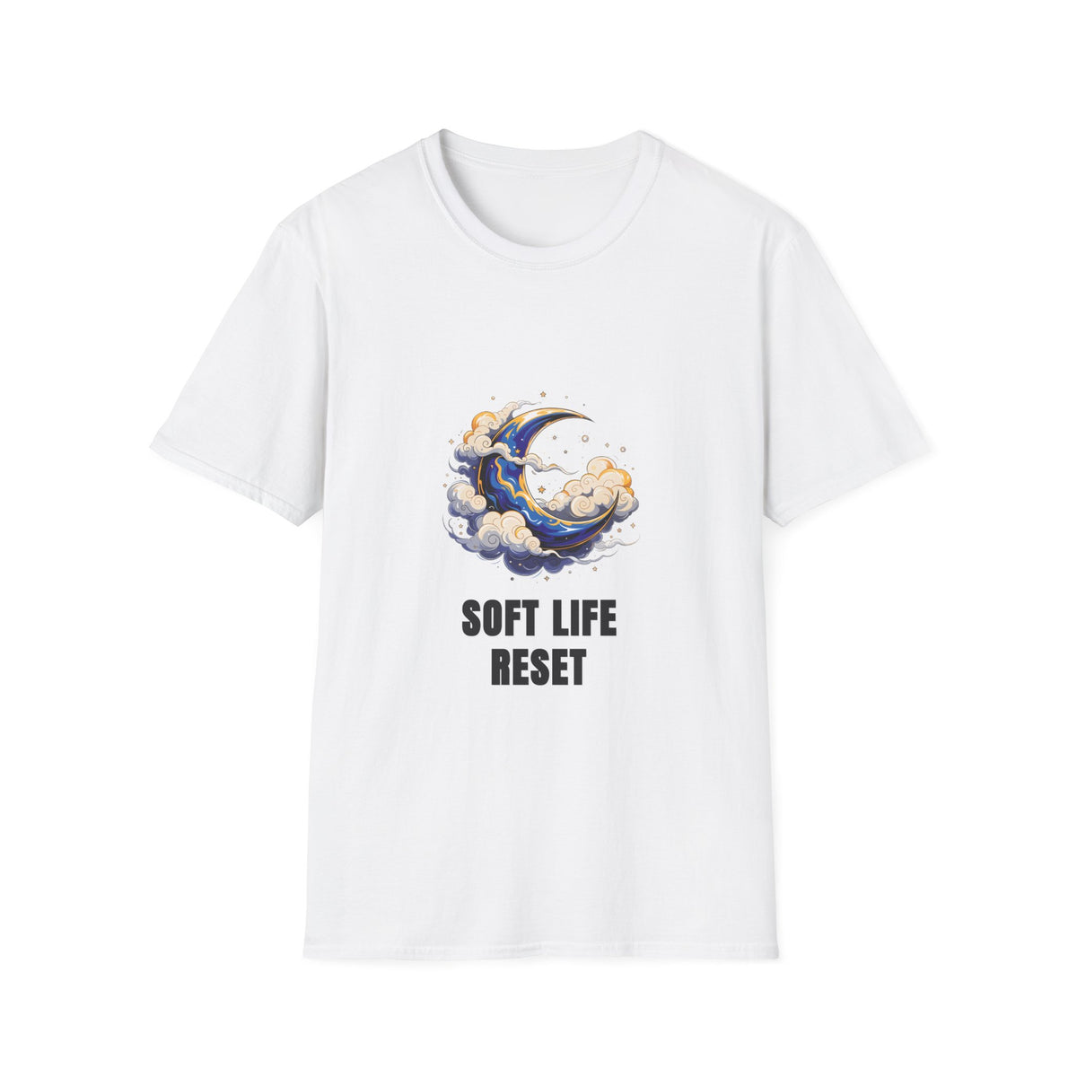 Soft Life Reset T-Shirt — Crescent Moon Cloud Graphic Tee - Trending Now - August 2026