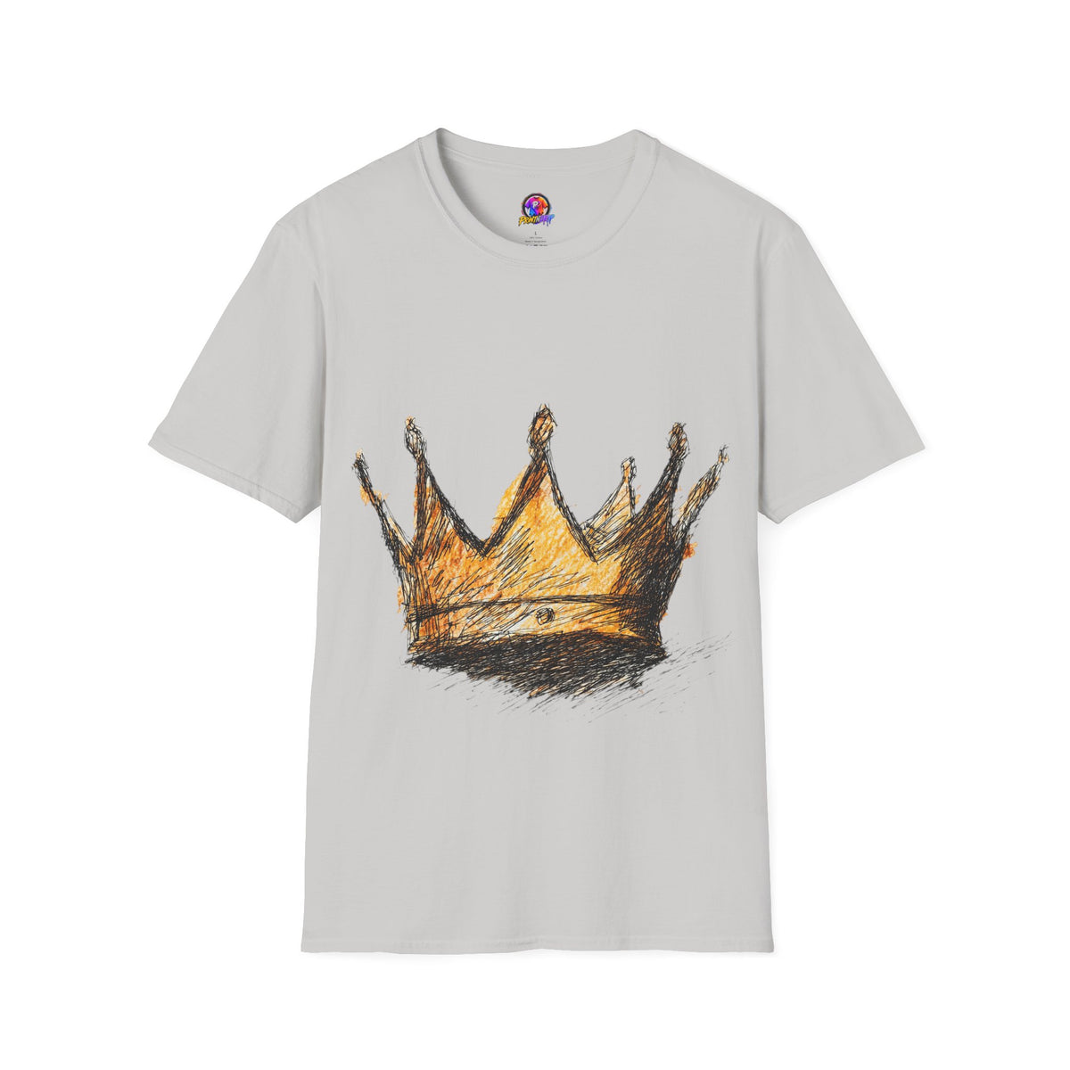 Crowned Sketch T‑Shirt — Hand‑Drawn Gold Crown Graphic Tee