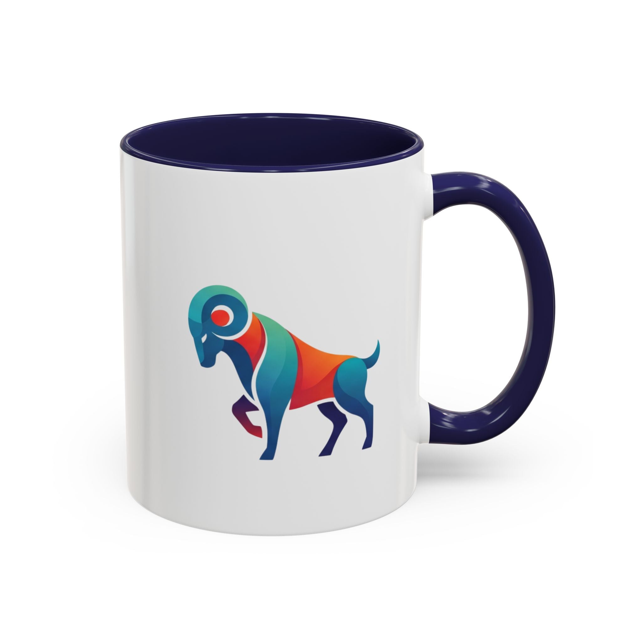 Colorful Ram Accent Coffee Mug — Geometric Zodiac Aries Design
