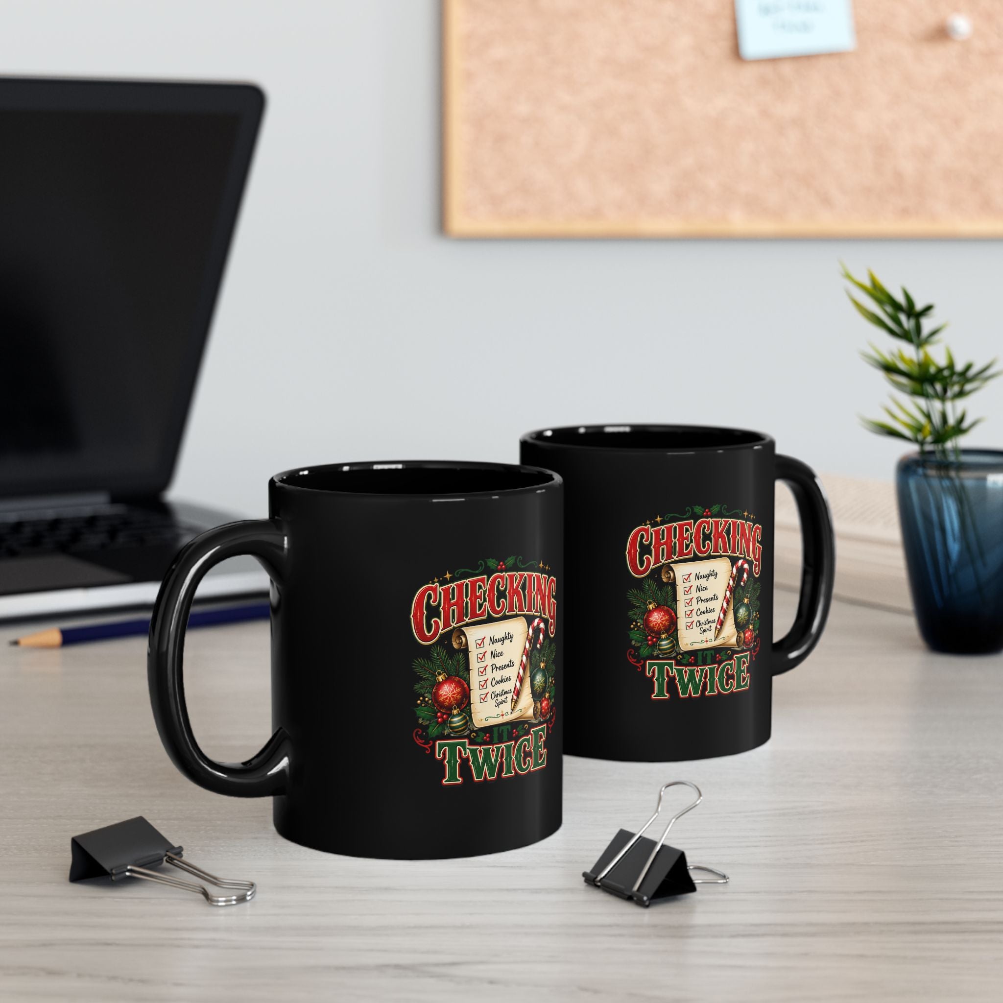 Checking Twice Christmas Mug — Naughty or Nice List Holiday Coffee Cup