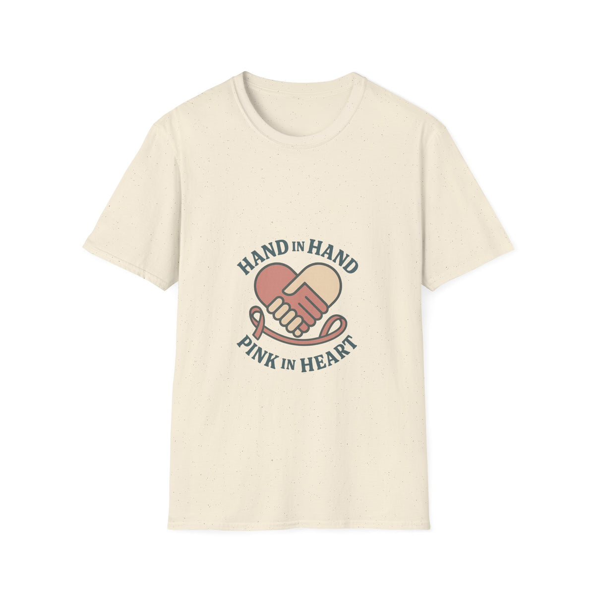 T-Shirt — "Hand in Hand, Pink at Heart" Heart-Shake Breast Cancer Support Tee - Trending Now - October 2026