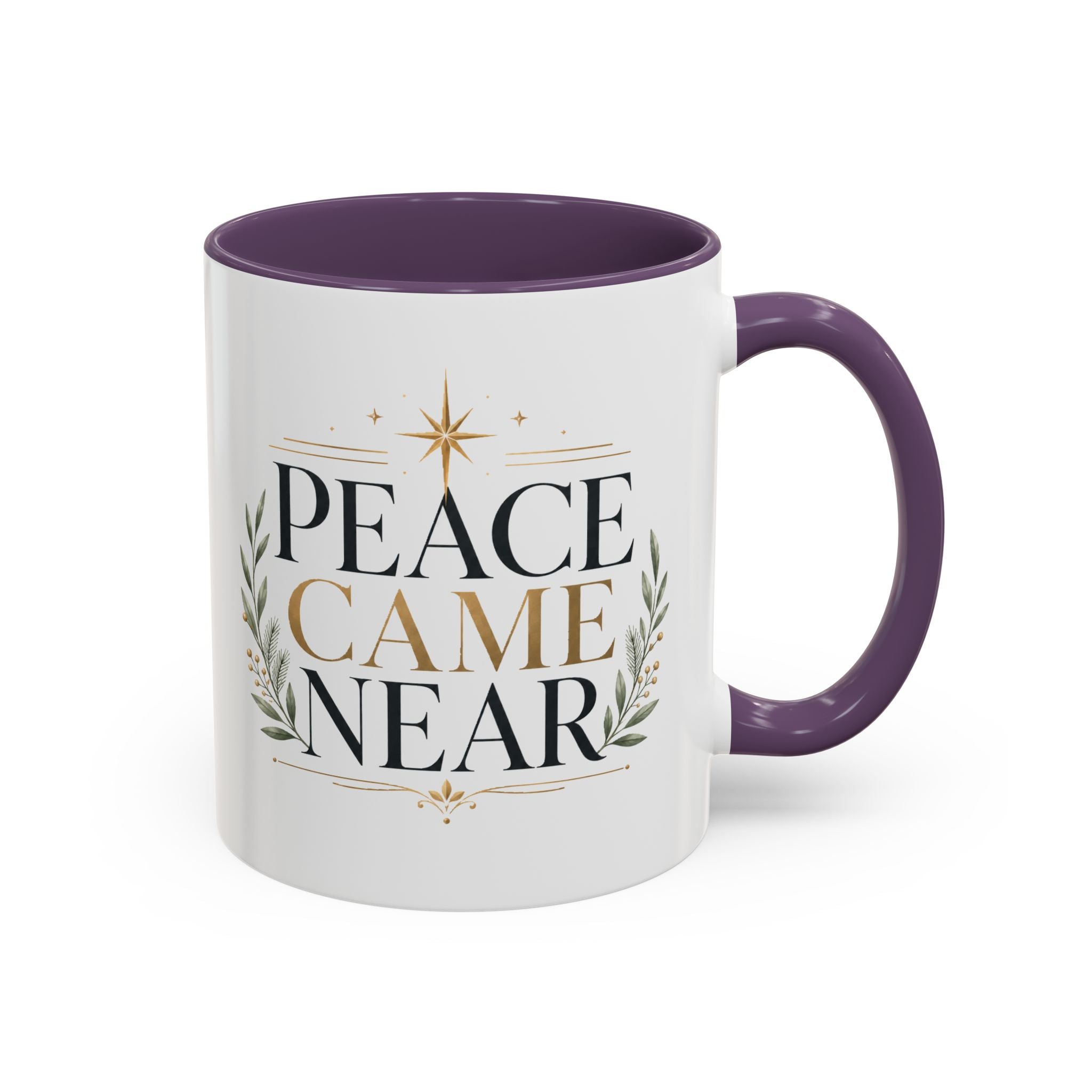 Christmas Peace Came Near Accent Coffee Mug — Holiday Christian Christmas Tea Cup