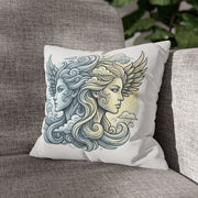 Gemini Dual Goddess Decorative Pillowcase — Celestial Sun & Moon Art Throw Pillow