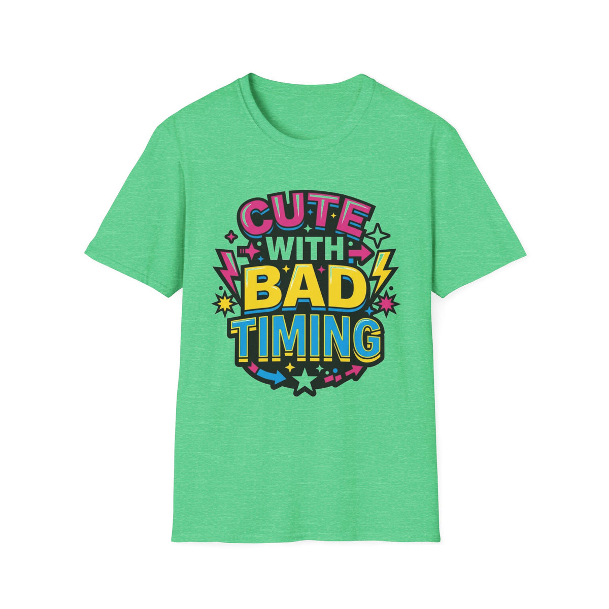 Cute But Bad Timing Graphic T-Shirt — Funny Retro Rainbow Tee - Trending Now - August 2026