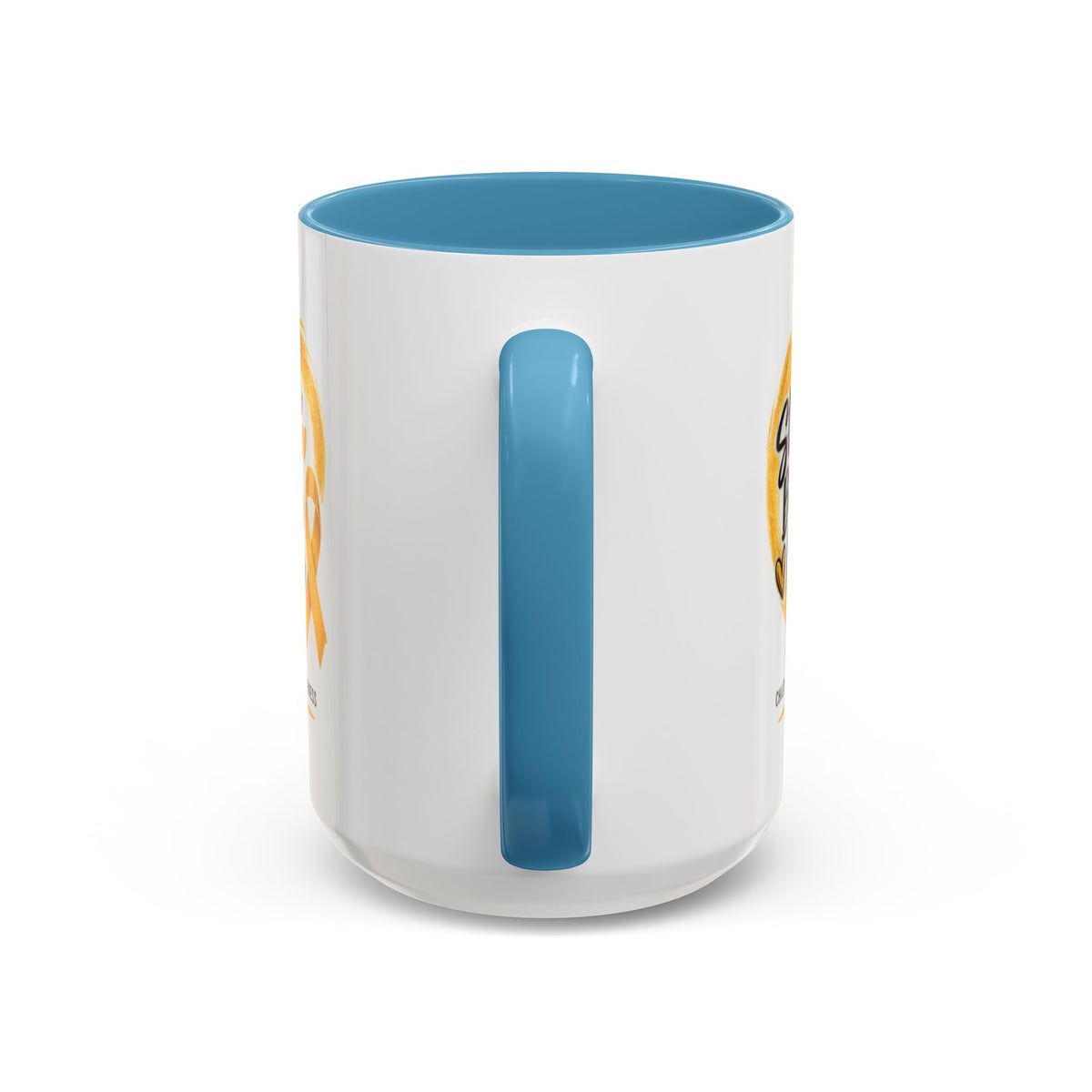 Childhood Cancer Awareness Accent Coffee Mug — "Stronger Brighter Kinder Braver"