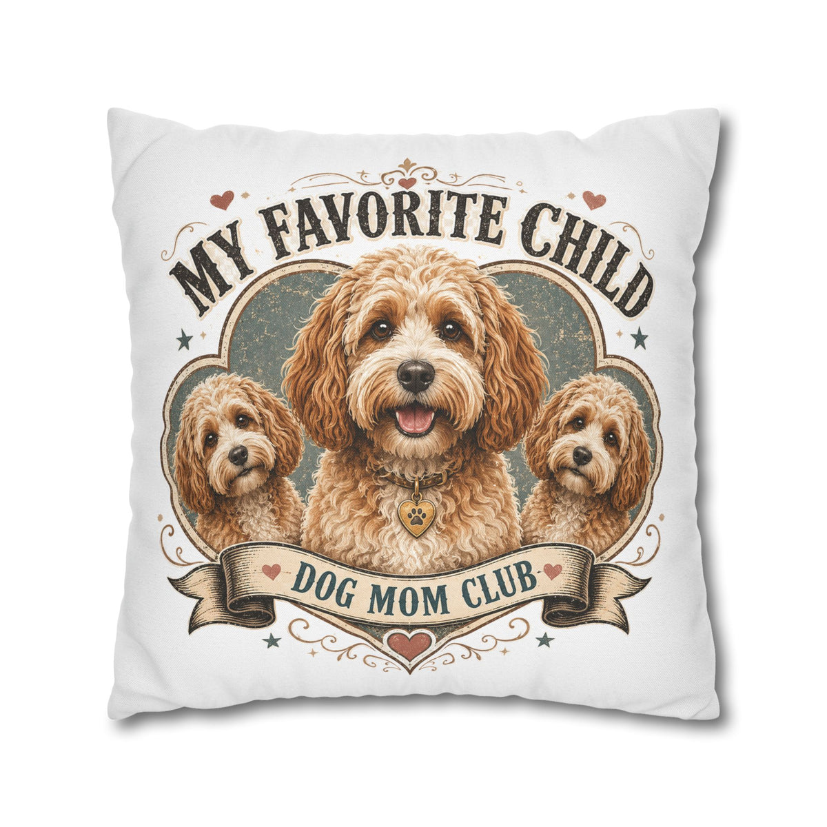 My Favorite Child Dog Mom Club Pillowcase  Milo Bailey Dog Dad Mom— Cute Doodle Pet Throw Pillow Cover