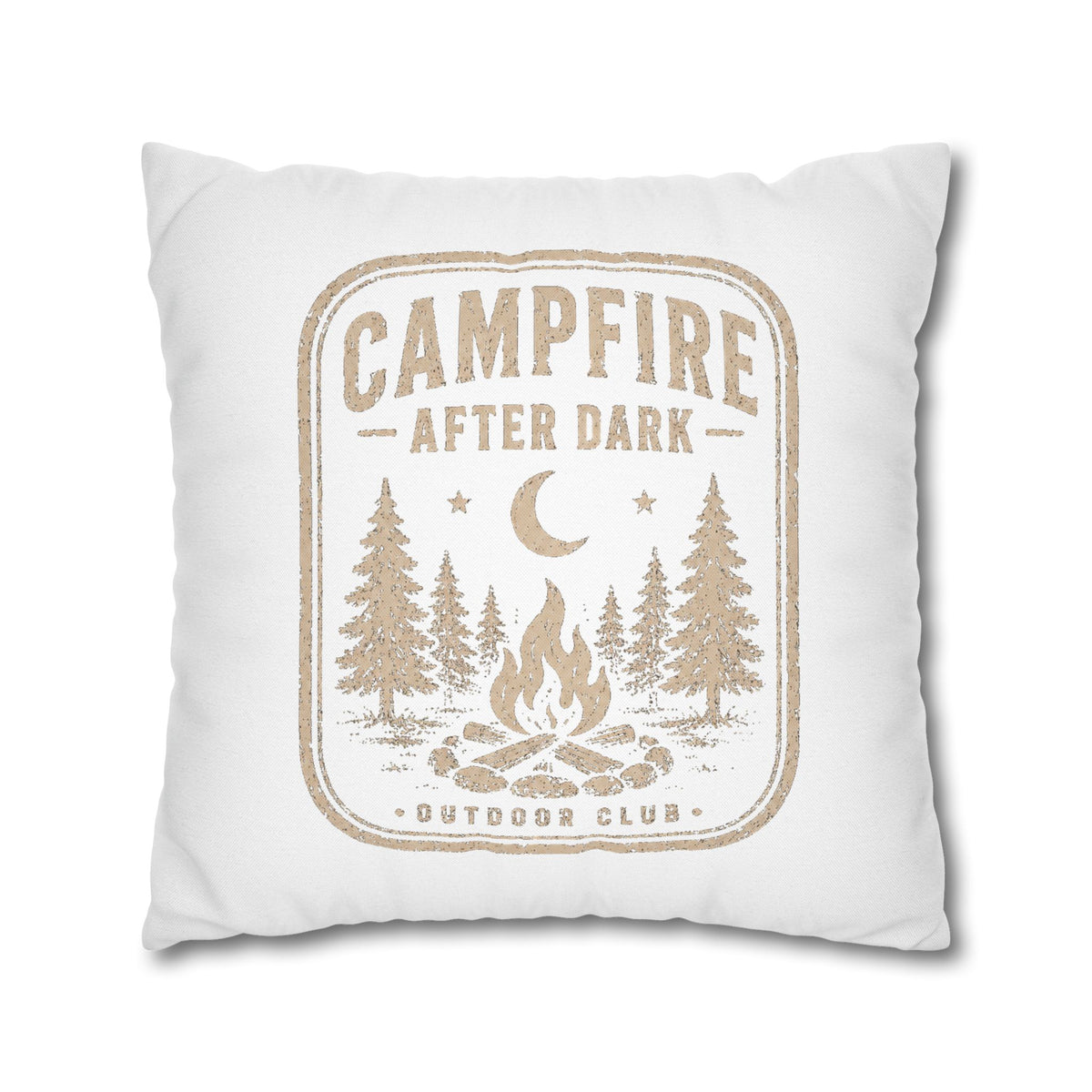 Campfire After Dark Square Pillowcase Milo Bailey Dog Dad Mom– Rustic Outdoor Camping Throw Pillow Cover