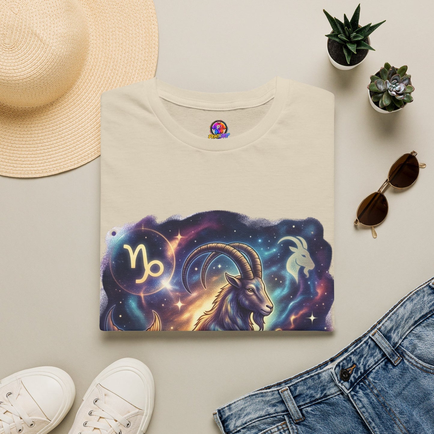 Capricorn Zodiac T-Shirt — Celestial Goat Astrology Tee