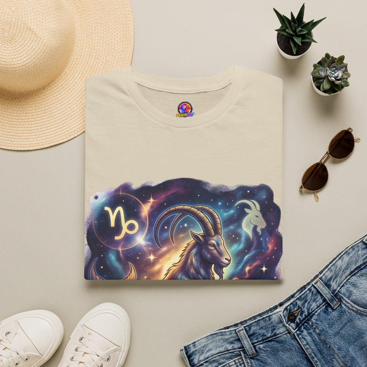 Capricorn Zodiac T-Shirt — Celestial Goat Astrology Tee