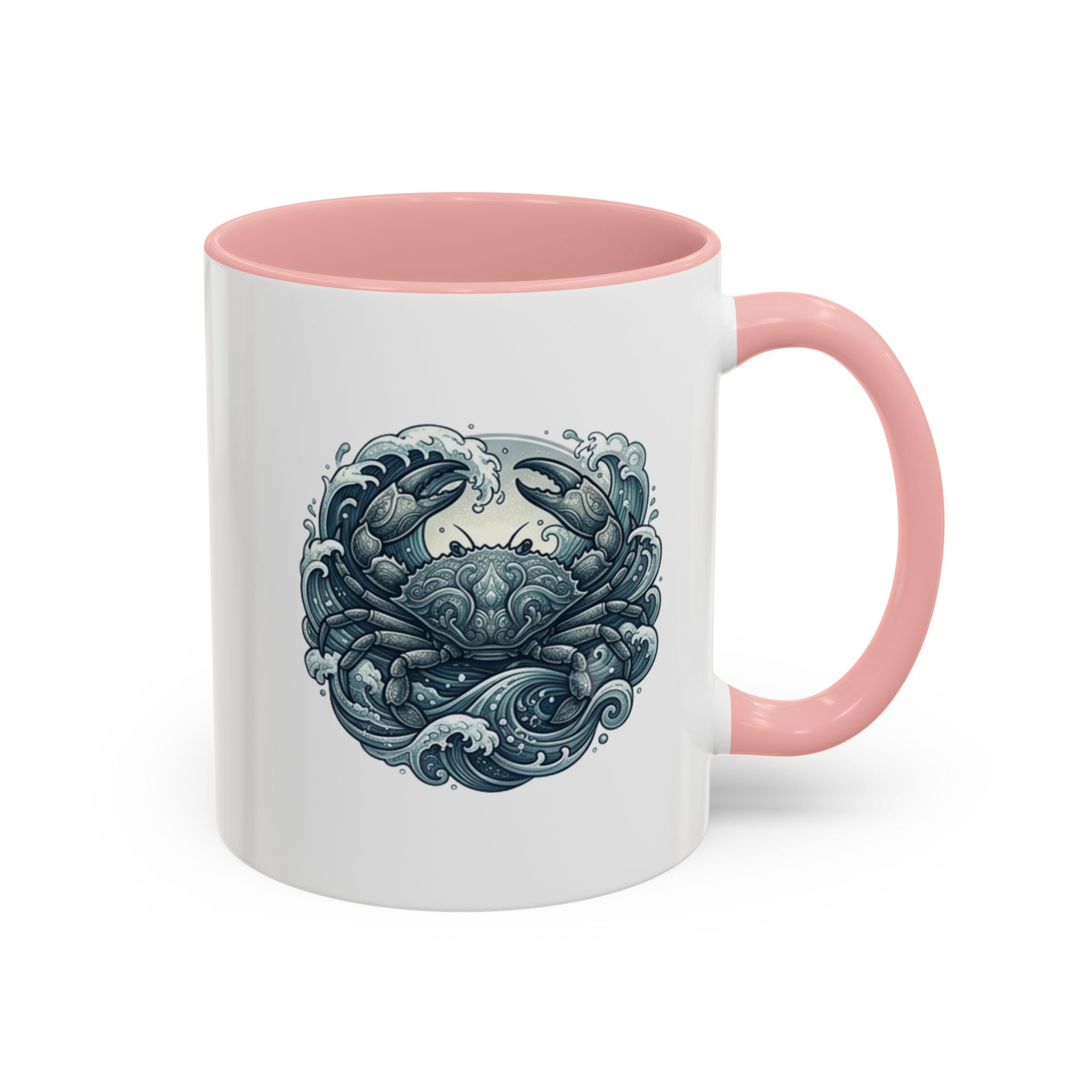Crab Wave Accent Coffee Mug — Nautical Ocean Art