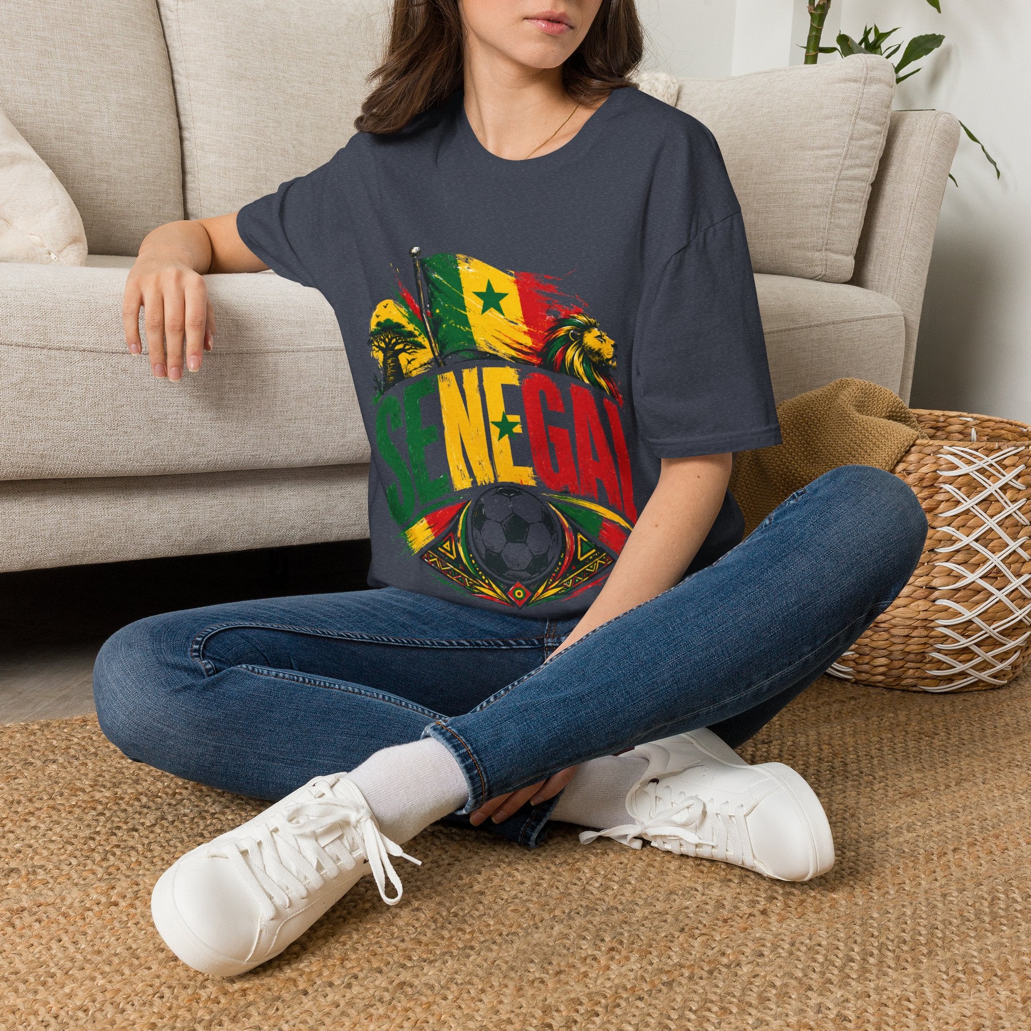 Senegal Flag Soccer T-Shirt — Lion & Football Pride Tee