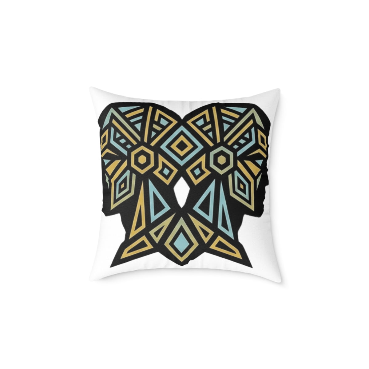 Gemini Zodiac Geometric Elephant Throw Pillow — Boho Tribal Canvas Accent