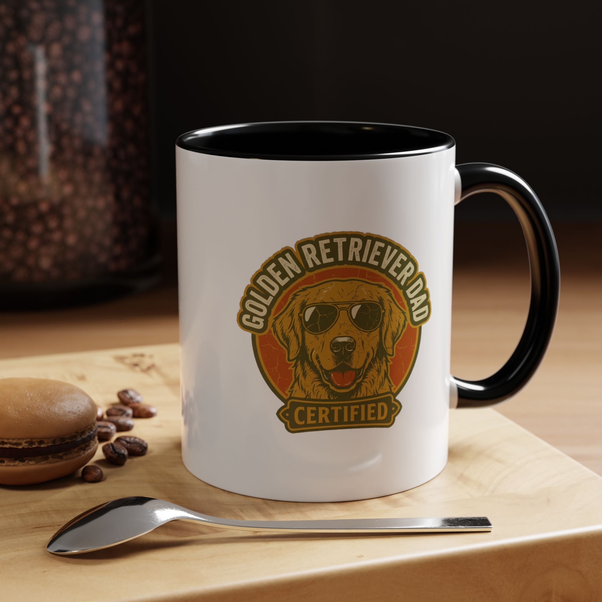 Funny Golden Retriever Dad Coffee Mug — "Certified" Dog Dad Accent Mug