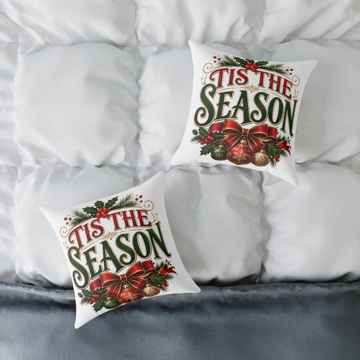 Christmas 'Tis The Season Holiday Throw Pillow – Festive Christmas Decorative Cushion