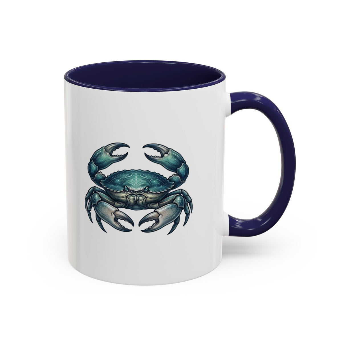 Cancer Zodiac Blue Crab Accent Coffee Mug — Nautical Beach Home Decor Gift