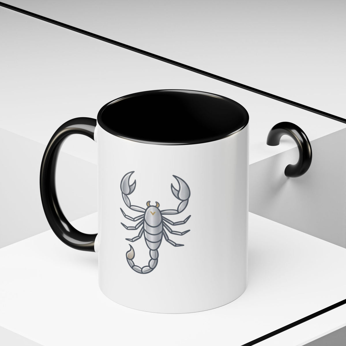 Scorpio Zodiac Accent Coffee Mug — Silver Scorpion Astrology Gift