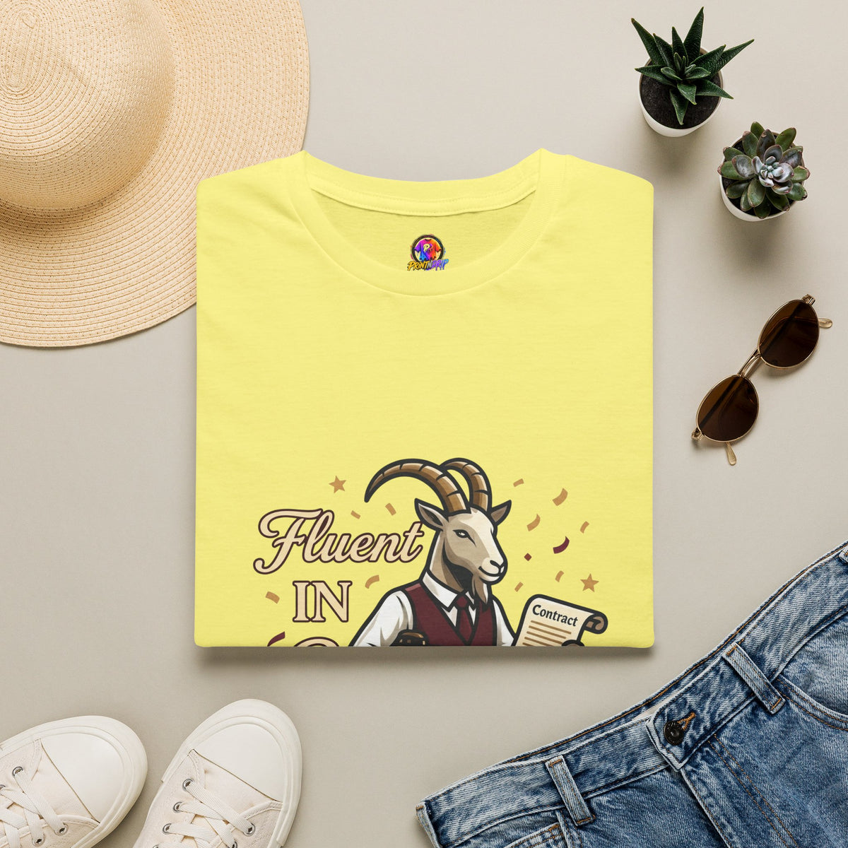 Capricorn Goat Graphic T-Shirt — "Fluent in Sarcasm & Success" Zodiac Tee