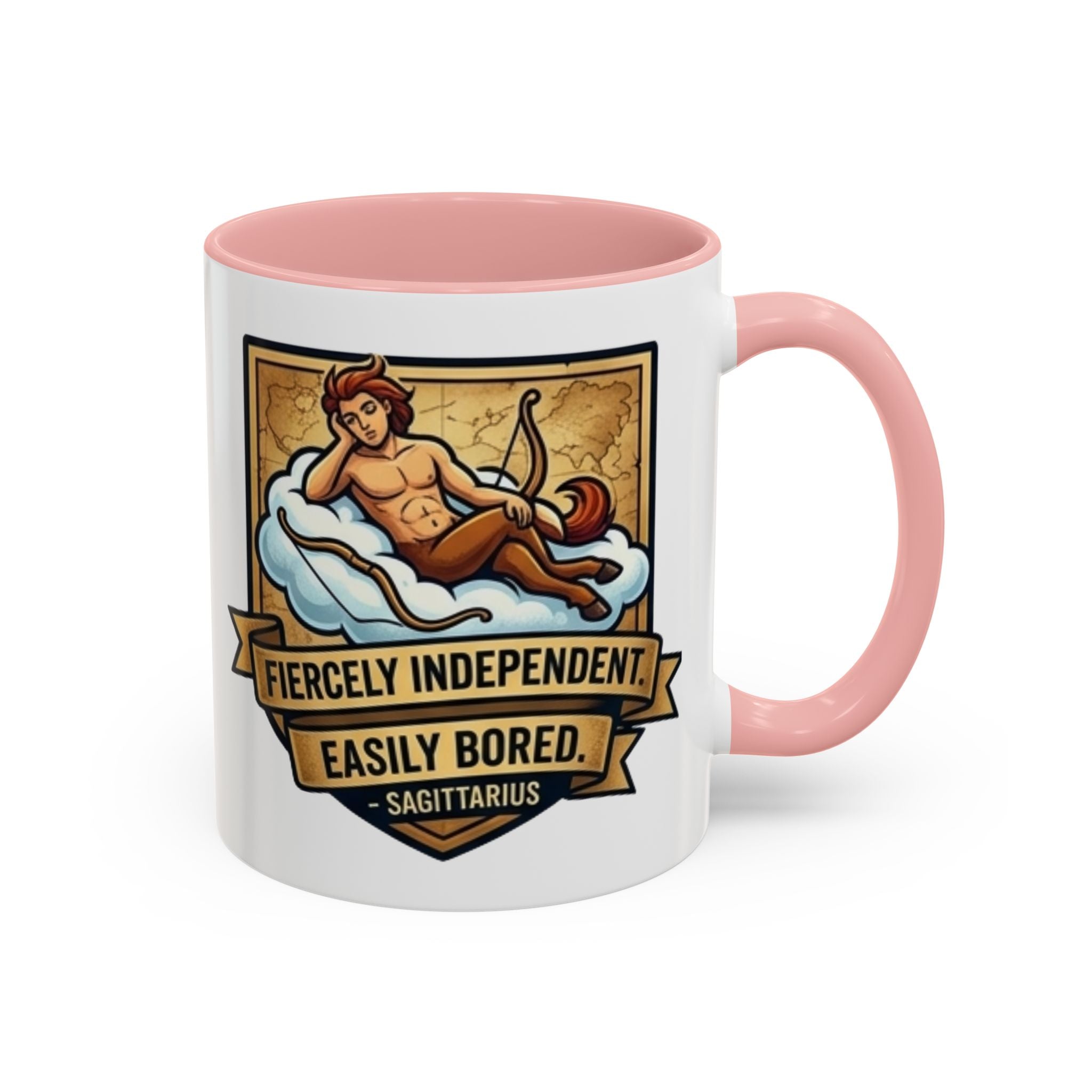 Sagittarius Coffee Mug — "Fiercely Independent, Easily Bored" Zodiac Accent Mug (11/15 oz)